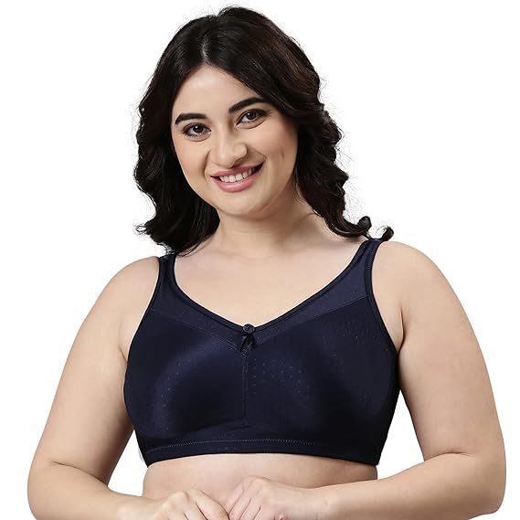 Enamor Women's Everyday Fashion Bra – Full Support, Non-Padded, Wirefree, Full Coverage, Mesh Panels, Super Lift & Jiggle Control
